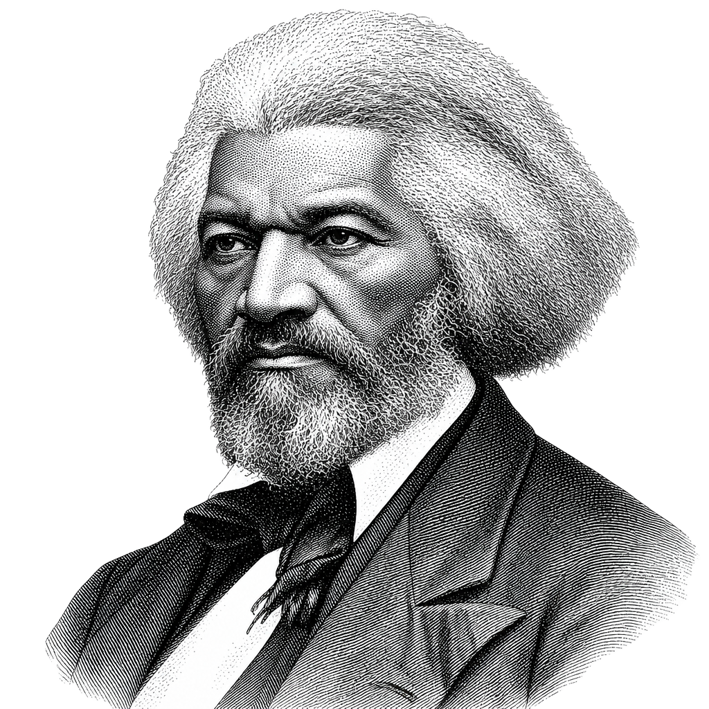 Hedcut portrait of Frederick Douglass